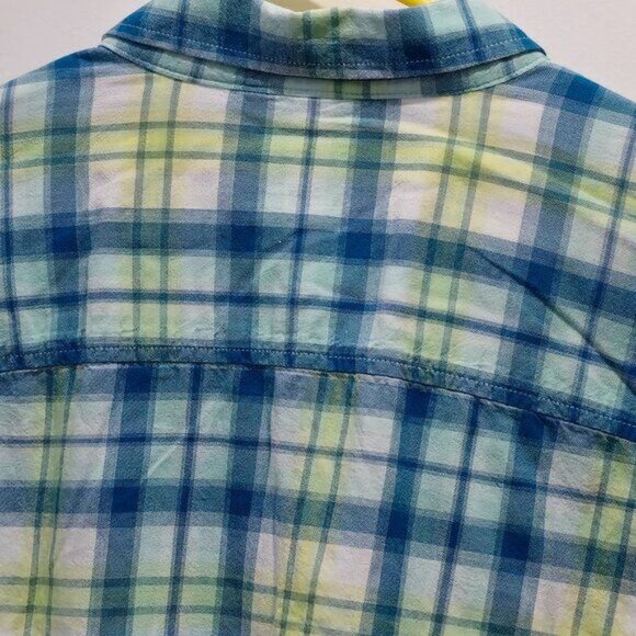 Columbia Men's Button-Up Plaid Shirt Large L/S Blue & Yellow Cotton - Picture 10 of 10